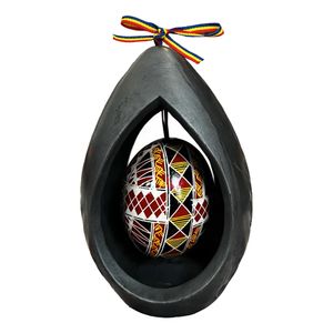 Suport din ceramica cu ou incondeiat, 8 x 12 cm