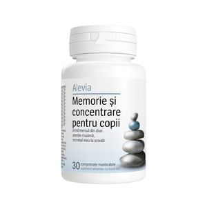 Supliment alimentar Memorie si concentrare pentru copii Alevia, 30 comprimate