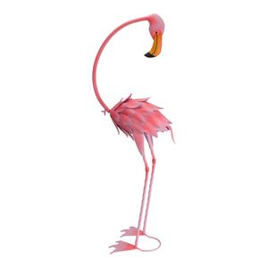 Decoratiune gradina, flamingo din metal, 70 cm