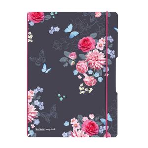 Caiet 2 in 1 Herlitz My book Flex Lady Like Flowers, format A4, dictando si matematica, 2x40 file