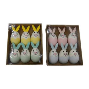 Set 6 oua decorative de Paste Actuel, forma de iepure, 8.5 cm, diverse culori