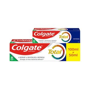 Pachet pasta de dinti Colgate Total Whitening, 100 ml + 50 ml