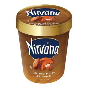 Inghetata de vanilie si caramel cu migdale Nirvana Caramel Fudge & Almond, 420 ml