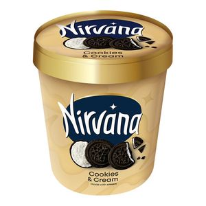 Inghetata cu aroma de vanilie si bucati de biscuiti Nirvana Cookies & Cream, 750 ml