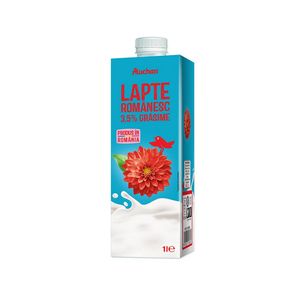 Lapte de consum Auchan, 3.5% grasime, 1 l