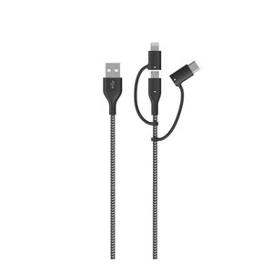 Cablu Qilive micro USB/USB-C/Lightning, 1.2 m, negru