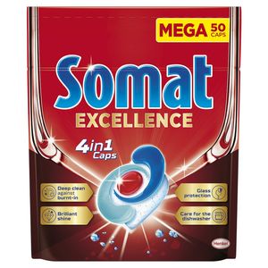 Detergent pentru masina de spalat vase, Somat Excellence 4 in 1, 50 capsule