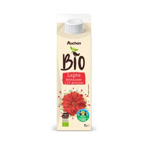 Lapte de consum integral BIO Auchan, 3.5% grasime, 1 l