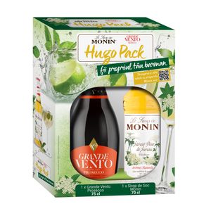 Pachet Hugo cu sirop de soc Monin 0.7 l + Prosecco Grande Vento 0.75 l