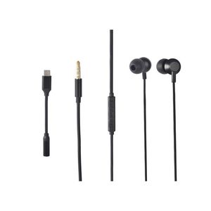 Casti cu fir in ear Qilive Q.1420, mufa Jack si adaptor USB-C, negru