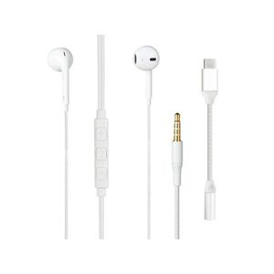 Casti cu fir in ear 2 in 1 Qilive Q.1902, mufa Jack 3.5 mm si USB-C, alb