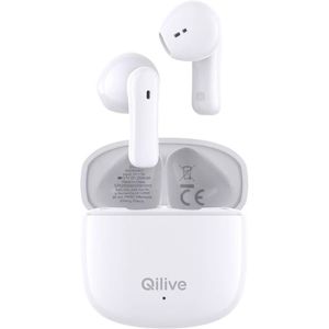 Casti audio fara fir Qilive Q.1242, Noise cancelling, alb