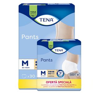 Pachet chilot pentru incontinenta adulti Tena Pants Normal, marimea M, 30 bucati + 10 bucati