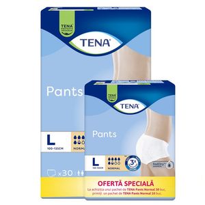 Pachet chilot pentru incontinenta adulti Tena Pants Normal, marimea L, 30 bucati + 10 bucati