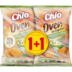 Pachet chipsuri la cuptor cu gust de smantana si ceapa Chio Oven, 2 x 125 g