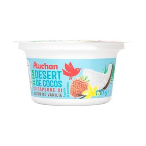 Desert vegan cu nuca de cocos, capsune, si vanilie Auchan, 130 g