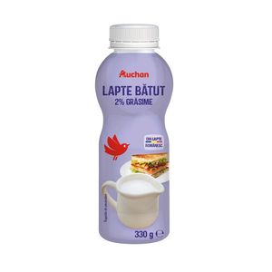 Lapte batut Auchan, 2% grasime, 330 ml