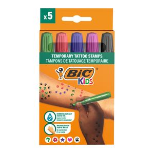 Set 5 markere stampila pentru tatuaje temporare BIC Kids, diverse modele