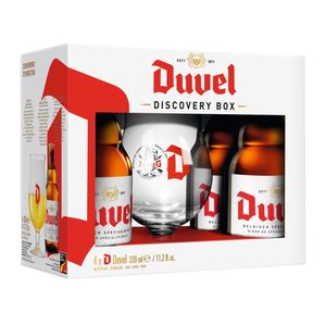 Bere blonda Duvel, sticla, 4 x 0.33 l + pahar