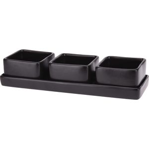 Set 3 boluri din ceramica cu tava Koopman, negru