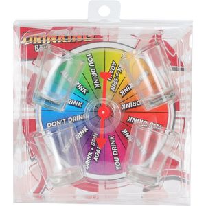 Joc de petrecere Drinking Game cu 4 pahare din sticla, multicolor