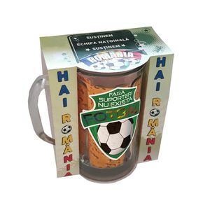 Halba pentru bere Poem Design, sticla, model fotbal, 500 ml