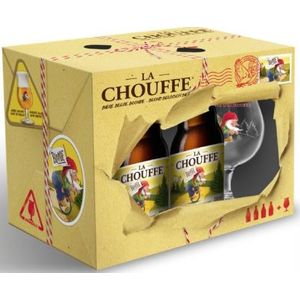Bere blonda La Chouffe, 4 x 0.33 l + pahar