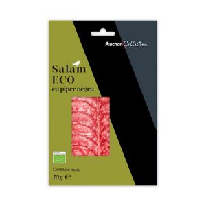 Salam ecologic cu piper negru Auchan, 70 g