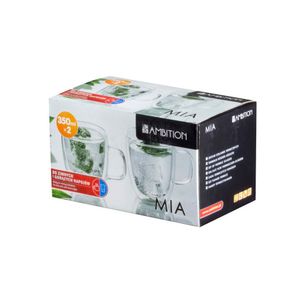 Set 2 cani din sticla termorezistente Ambition Mia, 350 ml