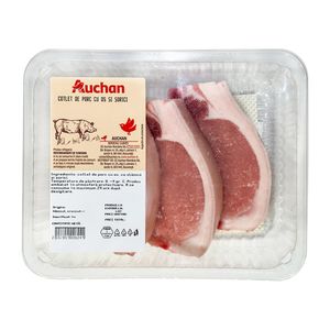 Cotlet de porc cu os si sorici feliat Auchan, +/- 1 kg