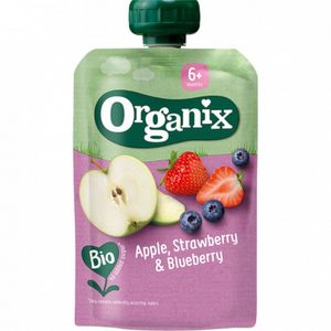 Piure din mere, capsuni si afine Organix, de la 6 luni, 100 g