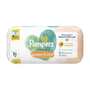 Servetele umede bebelusi Pampers Harmonie Protect & Care, cu galbenele, 4 pachete x 44, 176 bucati