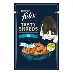 Hrana umeda pentru pisici adulte Purina Felix Tasty Shreds cu ton, 80 g