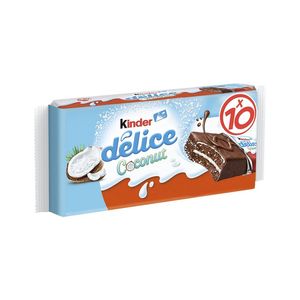 Prajitura cu cacao si nuca de cocos Kinder Delice, 10 x 37 g