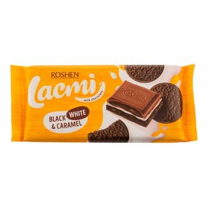 Ciocolata cu umplutura de lapte, caramel si biscuiti cu cacao Roshen Lacmi, 100 g