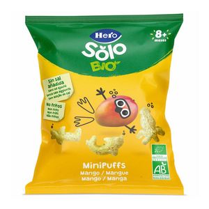 Snacks bio din cereale cu mango Hero Solo Minipuffs, 8 luni +, 18 g