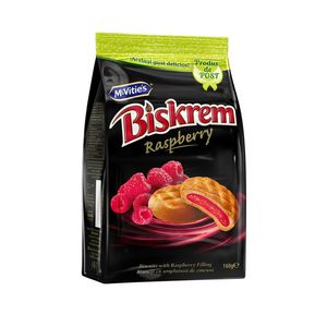 Biscuiti cu aroma de zmeura Biskrem, 160 g