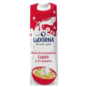 Lapte UHT integral LaDorna, 3.5% grasime, 1 l