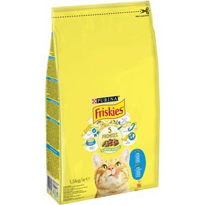 Hrana uscata pentru pisici adulte Purina Friskies, somon si legume, 1.5 kg