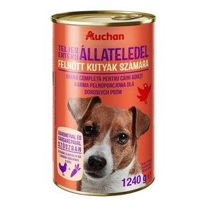 Conserva hrana umeda pentru caini Auchan cu morcov in sos, 1240 g