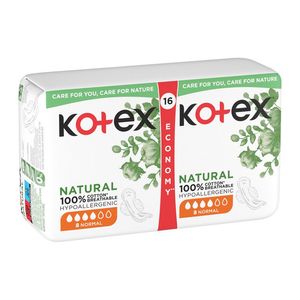 Tampoane absorbante Kotex Natural Normal, 16 bucati