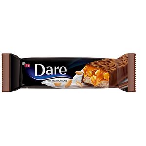 Baton cu glazura de ciocolata cu lapte, cu interior de nuga, caramel si arahide Dare, 36 g