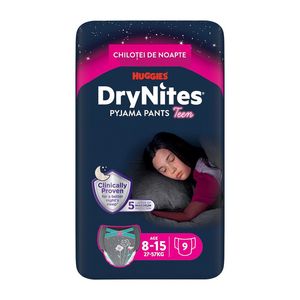 Scutece chilotel pentru incontinenta Huggiest DryNites, fete, 27-57 kg, 9 bucati