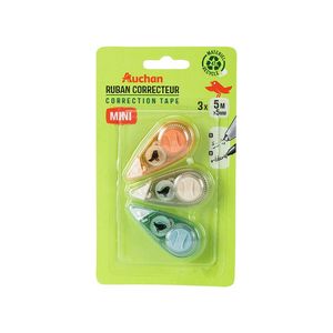 Set 3 mini benzi corectoare Auchan, 5 m, diverse culori