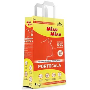 Asternut igienic pentru pisici cu miros de portocale Miau Miau, 5 kg