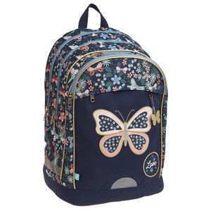 Ghiozdan scoala generala Auchan, 2 compartimente, 26 l, 31 x 45 x 5.5 cm, model Butterfly