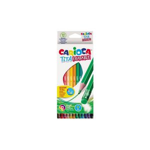 Creioane colorate Carioca Tita Erasable, cu radiera, 12 culori