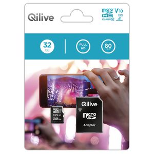 Card de memorie MicroSD si adaptor SD Qilive, clasa de viteza UHS-I U1, 32 GB