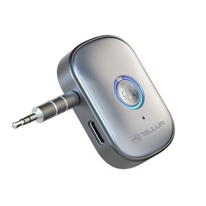 Adaptor Bluetooth 5.3 - AUX 3.5 mm Tellur, portabil, autonomie 7 ore, microfon incorporat, gri