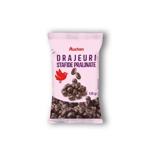 Drajeuri cu stafide pralinate Auchan, 120 g